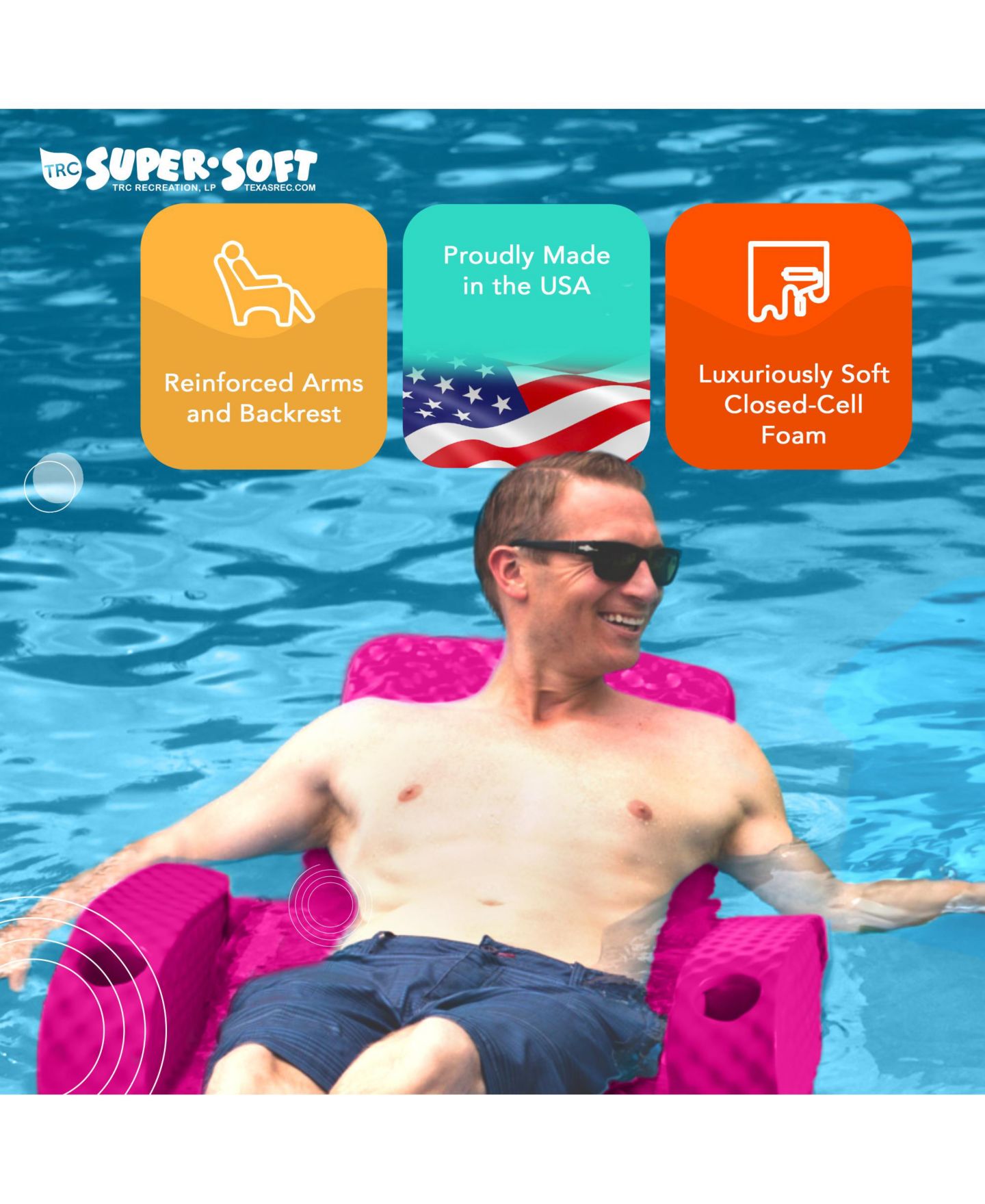 Детская игрушка TRC Recreation Baja Folding Floating Pool Lounge Chair, Ages 14 & Up — фото 8