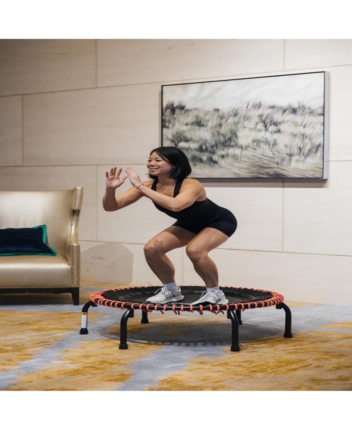 JumpSport 350 Pro 39 Inch Fitness Trampoline with Pink EnduroLast Elastic Cords