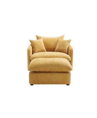 Oversized Swivel Accent Chair with Ottoman & Pillows