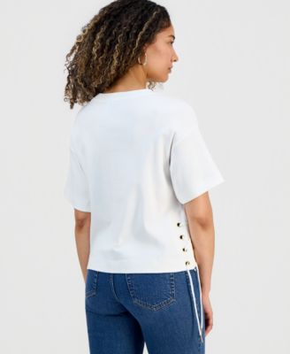 Petite Lace-Up T-Shirt