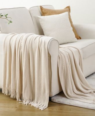 Classic Textured Ribbed Knit Throw, 50" x 60"