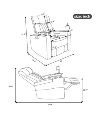 Premium Power Recliner with Storage Arms, Cupholders, Swivel Tray Table and Cell Phone Stand