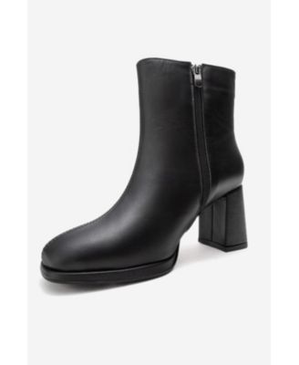 Forever & Always Women's Shoes Napoli Leather Block Heel Boot