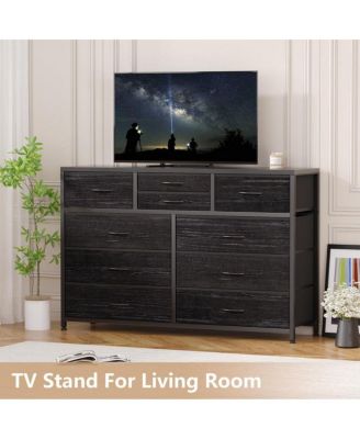 10-Drawer Modern Fabric Dresser for Bedroom, Large Storage Chest, 45" TV Stand, Living Room, Hallway Organizer