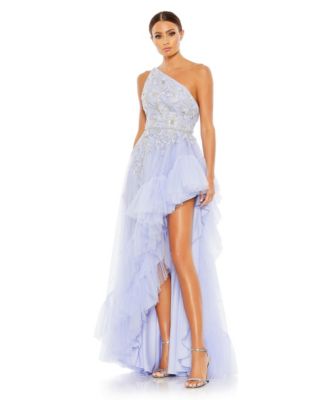 Women's Embellished One Shoulder Asymmetrical Hem Gown