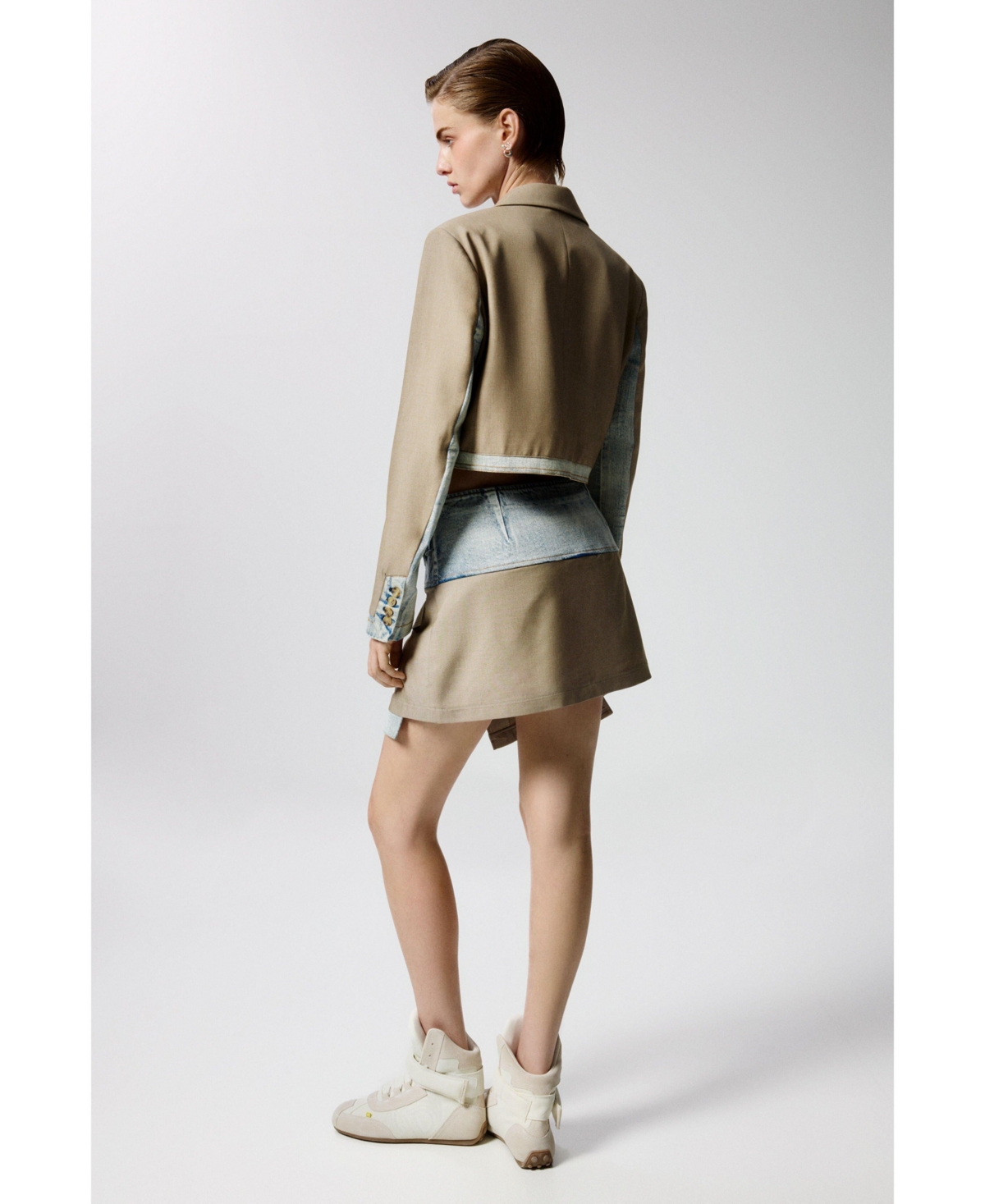 Desigual Women's Crop blazer with two materials