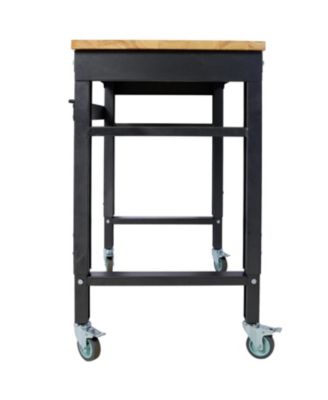 Adjustable Rolling Workbench with Rubber Wood Top (35" Wide