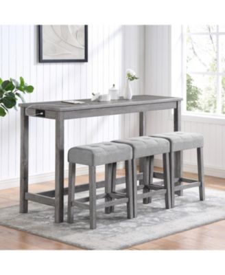 Industrial Bar Table Set with Power Outlet