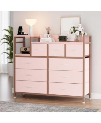 9-Drawer Modern Dresser with Charging Station, Heavy-Duty Storage Chest, Power Cord, Bedroom, Living Room, Entryway