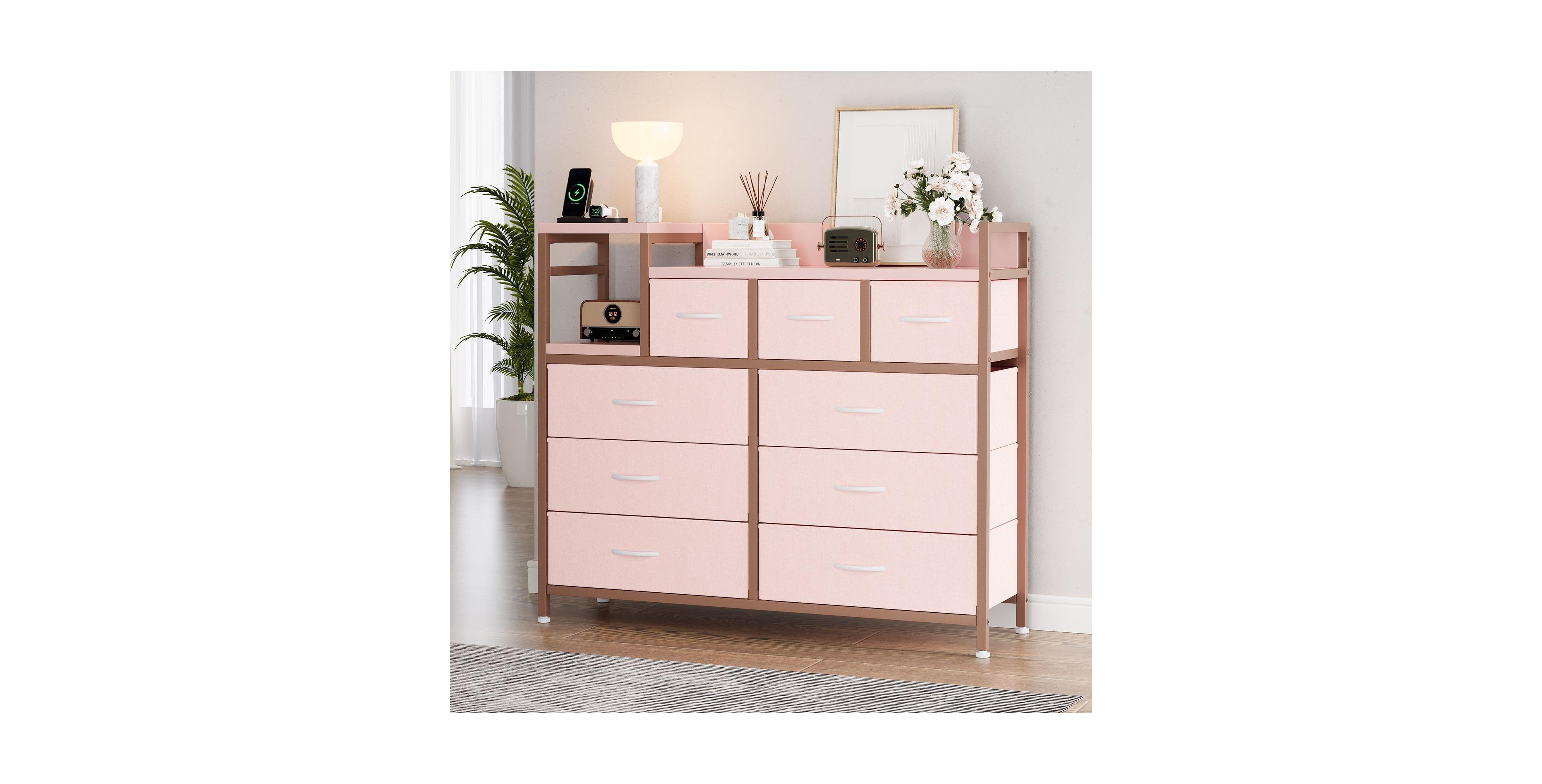 gaomon 9-Drawer Modern Dresser with Charging Station, Heavy-Duty Storage Chest, Power Cord, Bedroom, Living Room