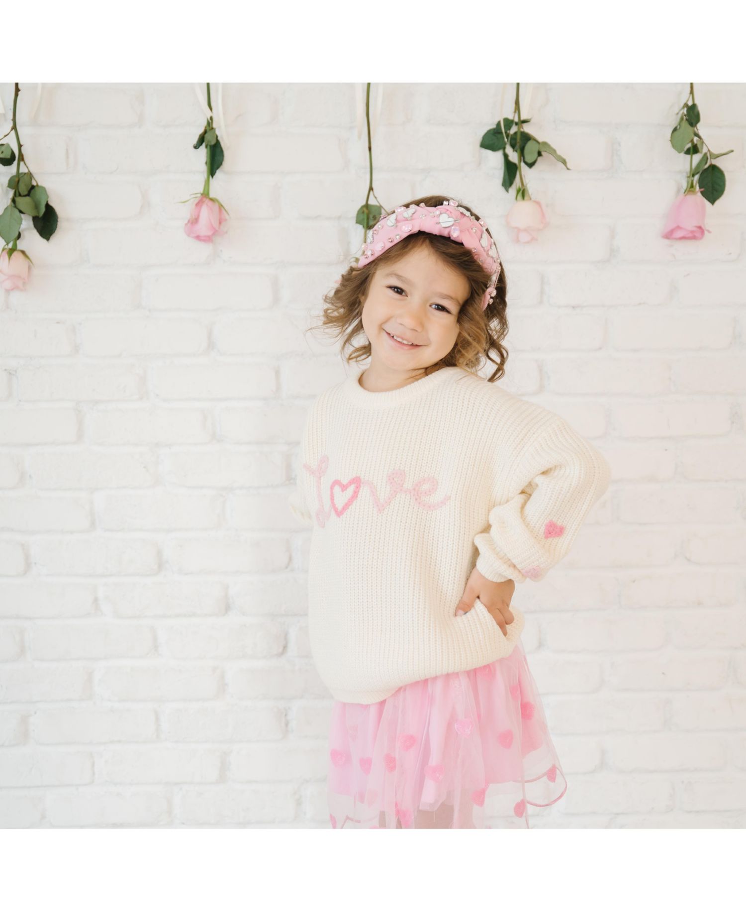 Big Girls Ditsy Love Valentine's Day Knit Sweater
