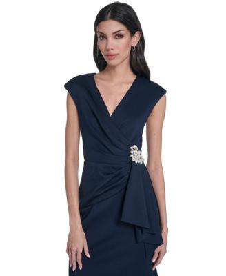 Women's V-Neck Front Drape Ball Gown