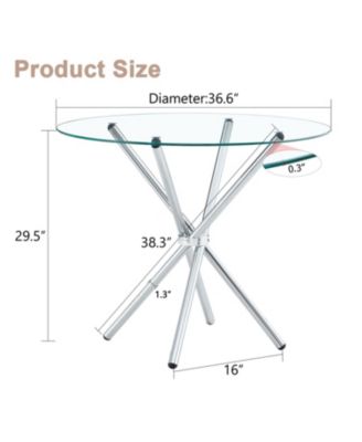 Unique Round Glass Dining Table with Silver Legs