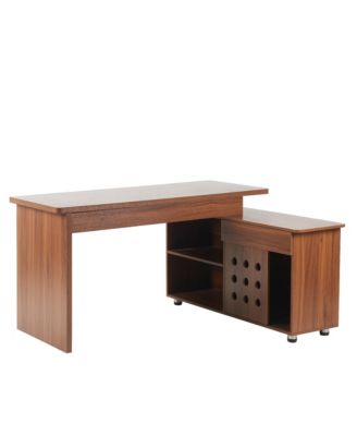+ L-Shaped + Walnut + Storage + Executive Desk