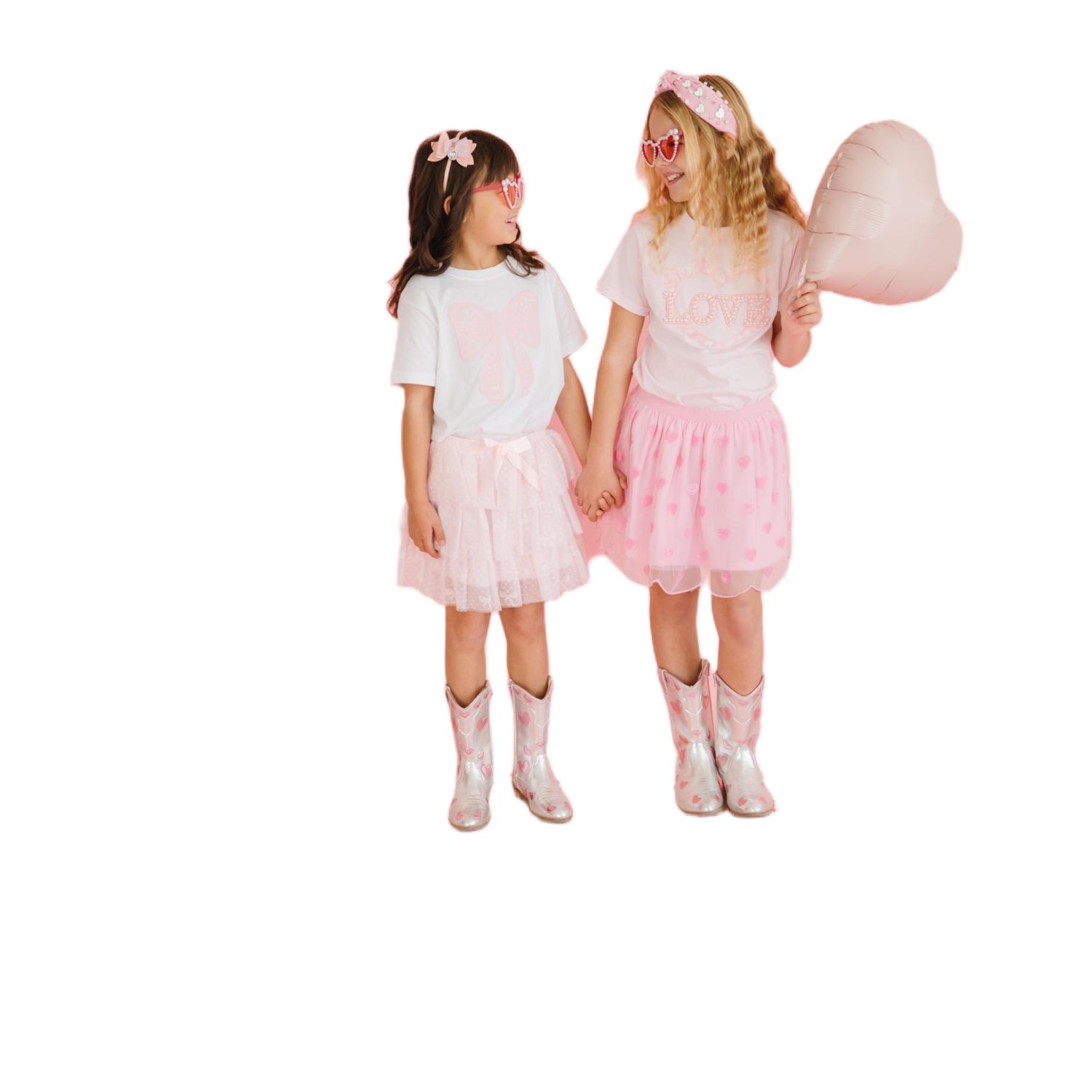 Girls Lace Bow Puff Ink Short Sleeve T-Shirt