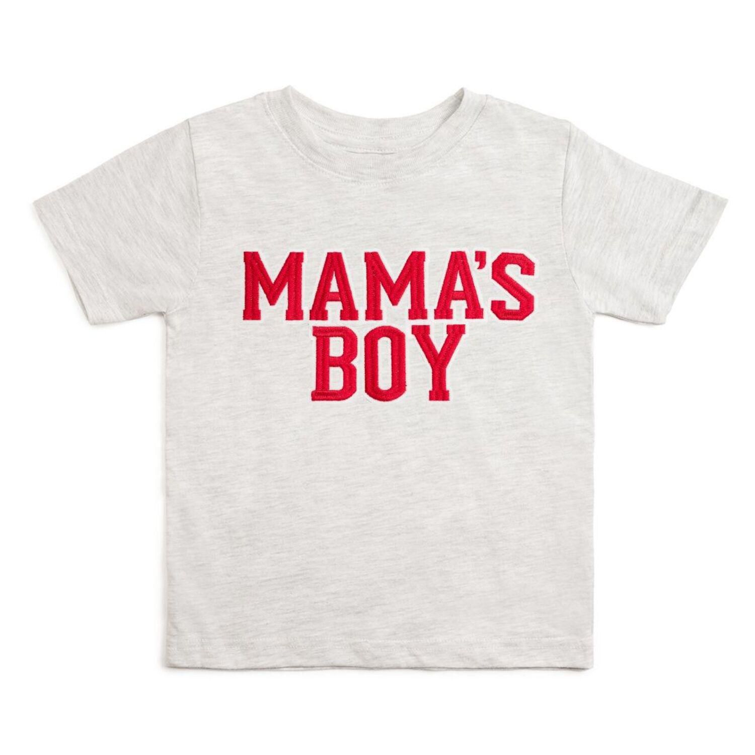 Little Boys Mama's Boy Varsity Patch Short Sleeve T-Shirt