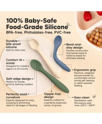 6-Pack Prep Baby Spoons, Silicone Baby Utensils for Self Feeding 6-24 Months, All Stages Baby Feeding Set, BLW Toddler Spoons