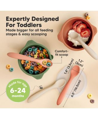 6-Pack Prep Baby Spoons, Silicone Baby Utensils for Self Feeding 6-24 Months, All Stages Baby Feeding Set, BLW Toddler Spoons