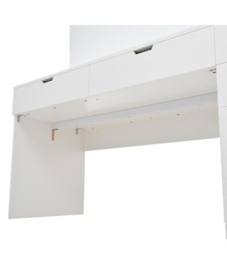 Streamdale Vanity Desk with Mirror, Charging, Storage, Drawers & Shelves - White