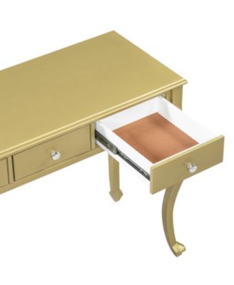 Luxury Vanity Desk with Mirror & 3 Drawers - Gold