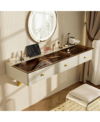 Wall-Mount Makeup Vanity Desk with Storage & Device Holder