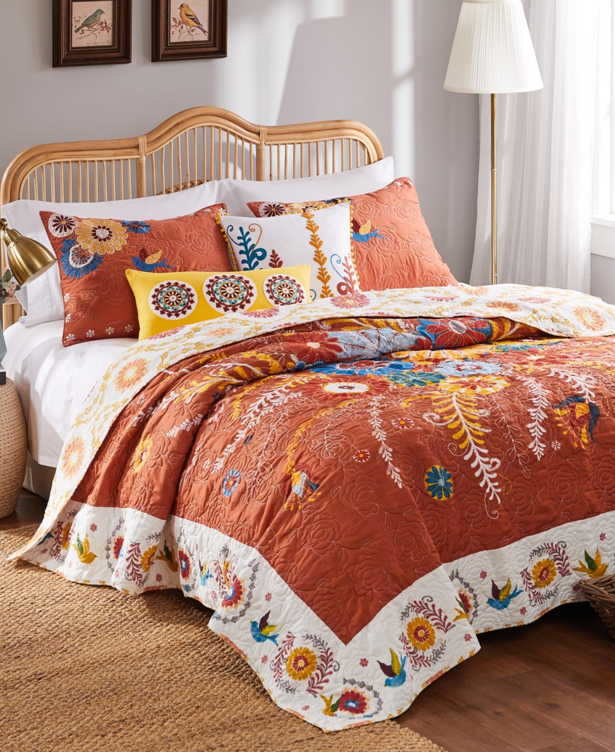 Greenland Home Fashions Topanga Bohemian Floral 5-Pc. Quilt Set