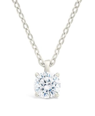Round Cubic Zirconia Prong Set Pendant Necklaces