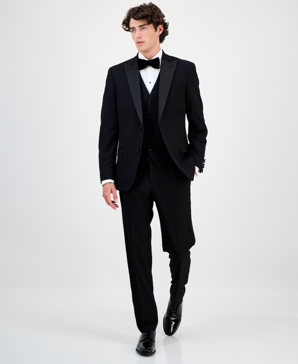 Alfani Men's Slim-Fit Stretch Black Tuxedo Pants, Created for Macy's