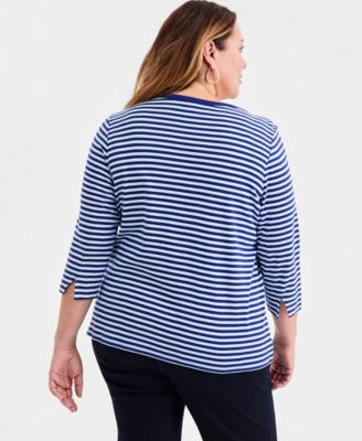 Plus Size Pima Cotton 3/4-Sleeve Top
