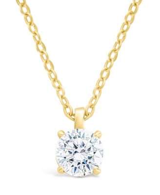 Round Cubic Zirconia Prong Set Pendant Necklaces