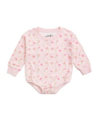 Baby Girls Pink Rose Long Sleeve Romper