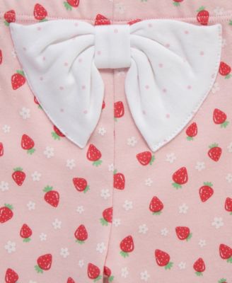 Baby Girls' Strawberry Printed Bodysuit, Leggings and Headband, 3-Piece Set