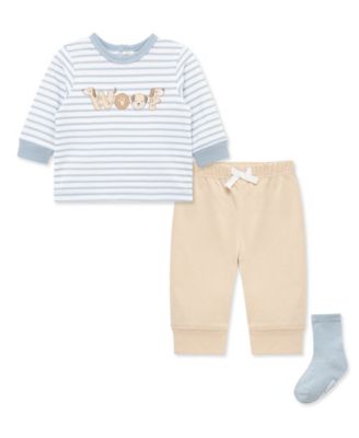 Baby Boys' Woof Striped T-Shirt, Joggers and Socks, 3-Piece Set
