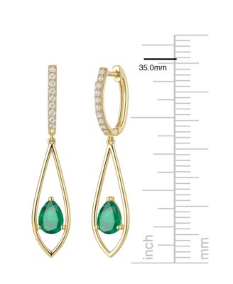 Emerald (1-1/4 ct. t.w.) And Diamond (1/6 ct. t.w.) Drop Earrings in 14k Gold (Also Available in Sapphire & Ruby)