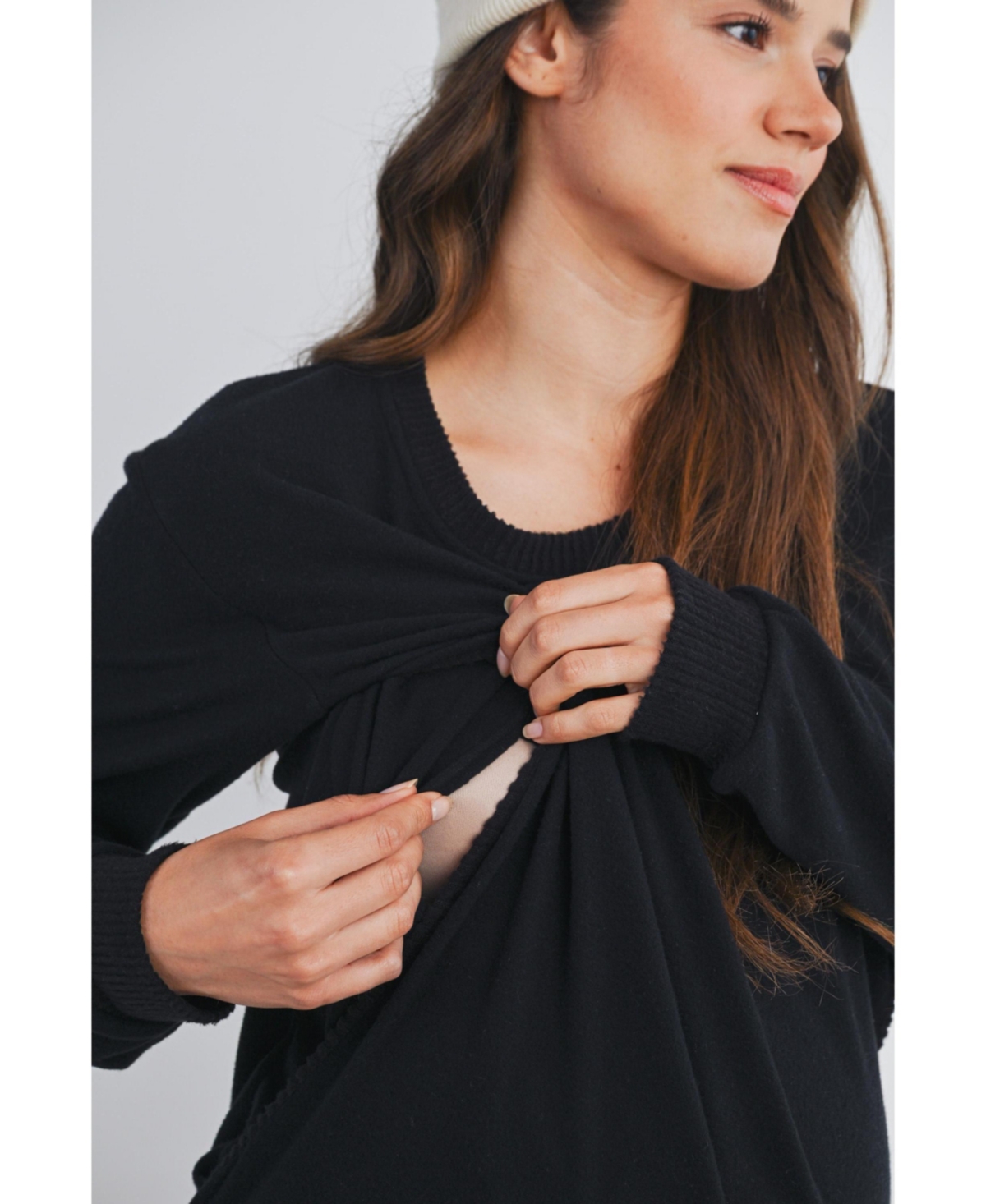 Hello Miz Maternity Casual V Neck Long Sleeve Pullover Top