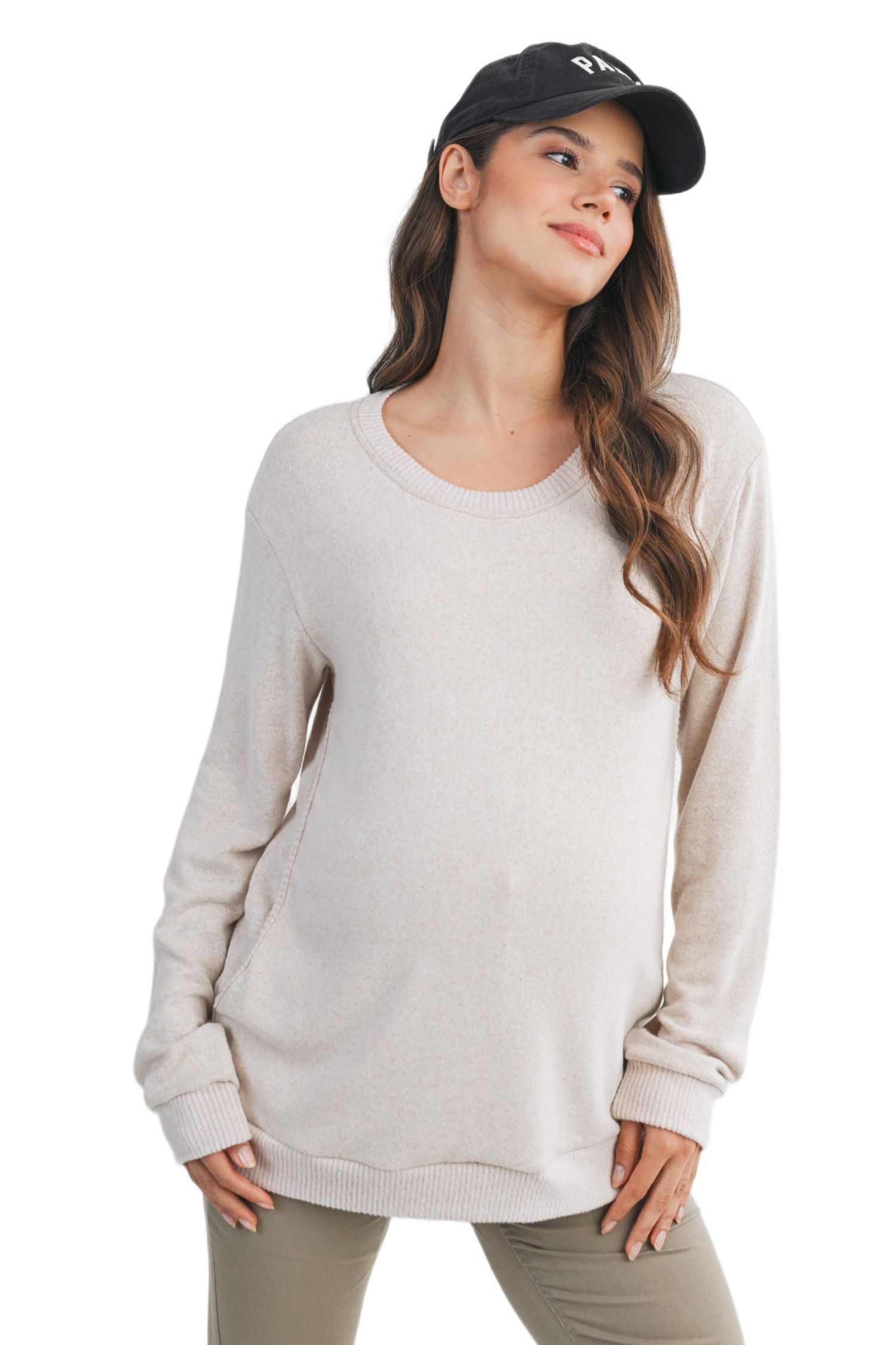 Maternity Casual V Neck Long Sleeve Pullover Top