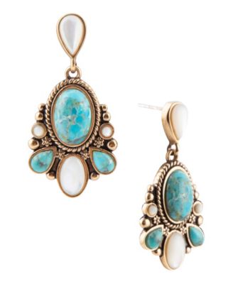 Barcelona Turquoise and Mother of Pearl Post Drop Earrings