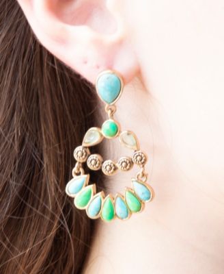Legacy Blue and Lime Turquoise Golden Post Drop Earrings