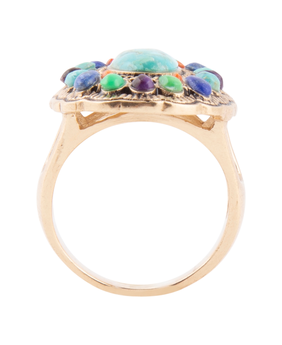 Barse Concho Colorful Golden Statement Ring