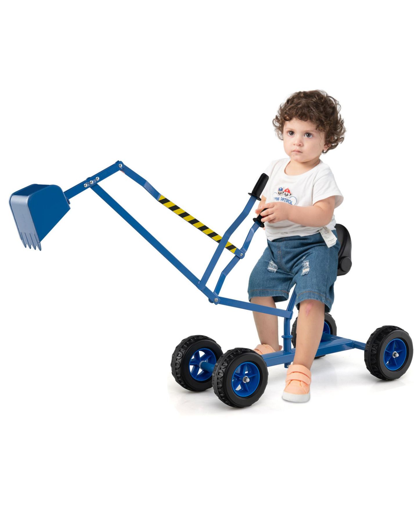 Детская игрушка HONGGE Sand Digger Ride-On Toy with Dual-Hand Controls and Metal Shovel Arm, Supports up to 110 lbs, Ages 3+, цвет: Синий — фото 2