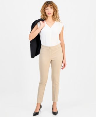 Petite Pont&eacute;-Knit Pull-On Slim Pants