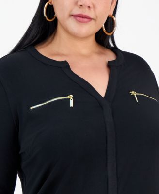Plus Size Zip-Pocket Top, Created for Macy's