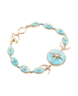 Celestial Blue Turquoise Golden Link Bracelet