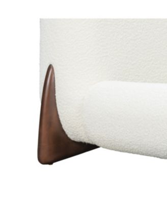 King Size Boucle Upholstered Platform Bed with Solid Wood Legs