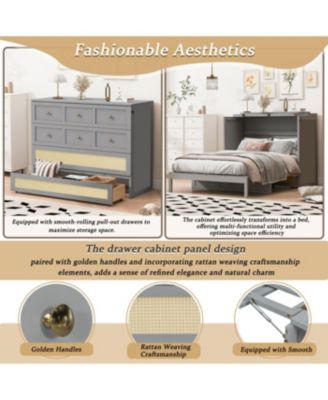 Streamdale Full Size Murphy Bed with Large Drawers