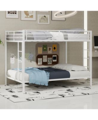 Streamdale Multi-Functional Square Tube Iron Bunk Bed, Full Over Full, White