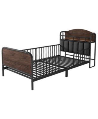 Streamdale Twin Metal Platform Bed Frame with Storage Headboard