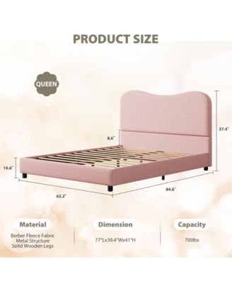 Twin Velvet Upholstered Headboard Bed Frame for Kids