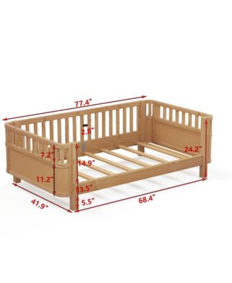 Twin Wood Platform Bed with Rails