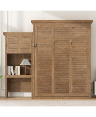 Queen Murphy Bed with Storage & Louvered Detail